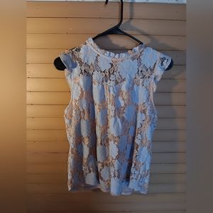 Monteau Los Angeles blue and tan shirt